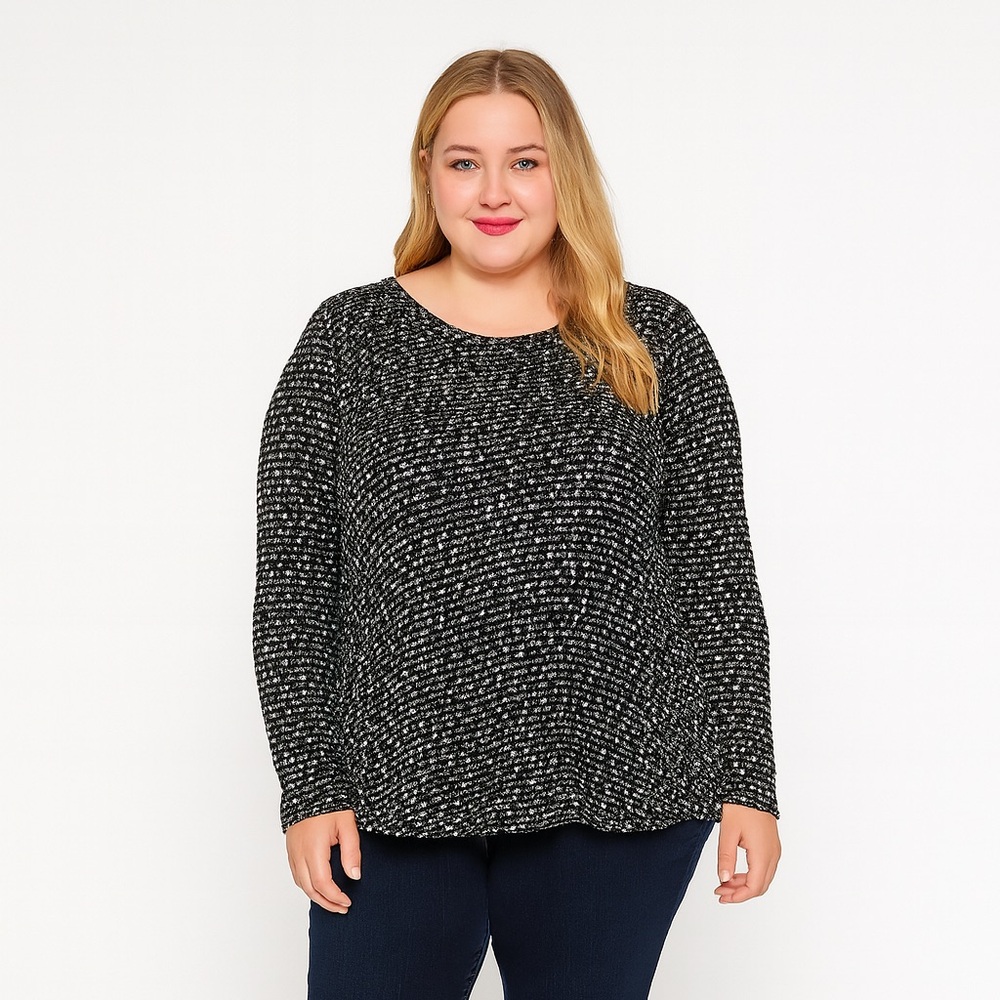 Aeropostale Women’s Size XXL Black & White High Low Sheer Knit Long Sleeve Shirt